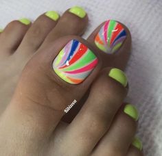 Neon Toe Nails, Acrylic Toe Nails, Toe Nail Color, French Tip Acrylic Nails, Summer Toe Nails Nail Color French Tip, French Tip Acrylic Nails Summer, Nail Inspiration White, Acrylic Nail Spring, Neon Toe Nails, Foot Nail Art, Easy Toe Nail Designs, Pedi Ideas