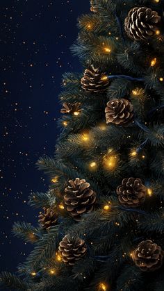 a christmas tree with pine cones and lights