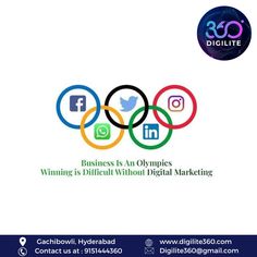 an advertisement with the words, business is u olympics winning is difficult without digital marketing