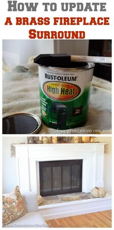 how to update a brass fireplace surround and paint it white with rust - olen heat