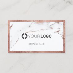 white marble and copper business card