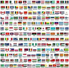 the world's flags are shown in different colors