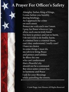 an american flag with the words prayer for officer's safety