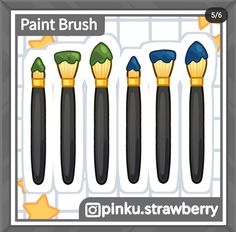 four brushes with different colors and shapes