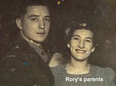 an old photo of a man and woman posing for a picture with the caption roxy's parents