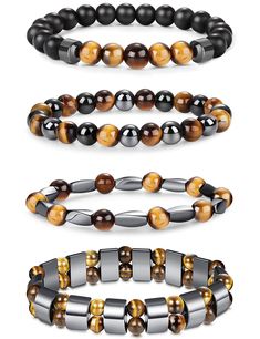 PRICES MAY VARY. ABOUT DESIGH--Designed for adults to decorate their wrist,looking more personalized and attractive.Geometric shaped beads surround your wrist,looking unique,eye-catching and fashionable.Different colors to match any attire, style & mood. TIGER-EYE--The treasures of nature, the miracles of the earth, the unique gem structure, like the eyes of the elves, flickering.Adjustable, Elastic,Stretch of Four Style,with nylon for maximum strength,Comfortable to wear,worth your choice. ADJU Cool Mens Bracelets Macy's, Gemstone Beaded Bracelets Mens, Jewelry Crafts For Men, Mens Jewelry Jewelry1000.com, Bead Men Bracelet, Bead Bracelet For Men, Mens Bracelet Designs, Genuine Leather Bracelet, Natural Stone Bracelets