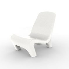 a white plastic chair sitting on top of a white floor