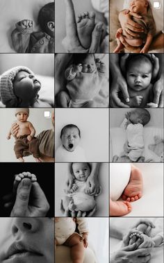 many different pictures of babies and their hands