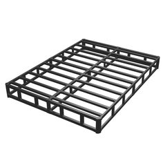 a black metal bed frame on a white background with clippings to the bottom