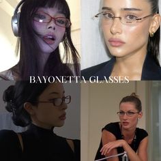 so chic and sexy #fashion #bayonetta #thedevilwearsprada Celebs With Glasses, Fits With Glasses, 90s Glasses Aesthetic, Office Siren Jewelry, Bayonetta Core, Bayonetta Glasses Outfit, Bayonetta Style, Chic Glasses For Women, Makeup Glasses