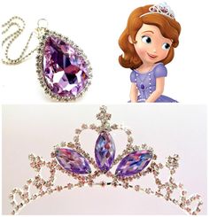 the princess tiara and necklace are next to each other