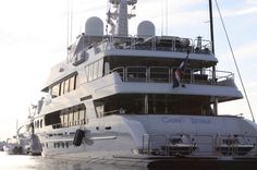 a large white boat sitting in the water