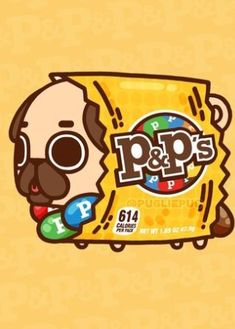 a cartoon character holding a candy bar with the word pop's written on it