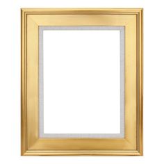 an empty gold frame on a white background with clipping area for text or image