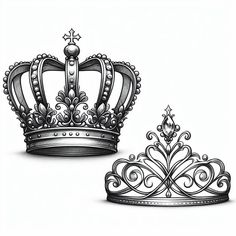 a drawing of a crown and a tiara