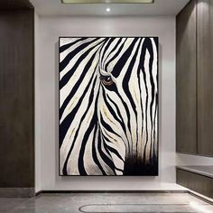 a zebra's head is shown in this modern bathroom