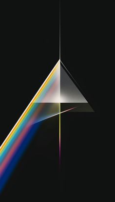 the pink floyd album cover with an image of a white triangle and rainbows on it