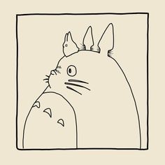 a black and white drawing of a totoro with an angry look on its face