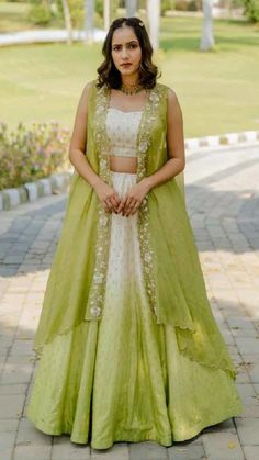 Ombre Lehenga, Organza Cape, Mehndi Outfit, Ghaghra Choli, Embroidered Cape, Function Dresses