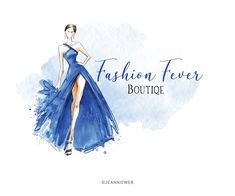 a woman in a blue dress with the words fashion fever boutique