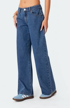 Raelynn Washed Low Rise Jeans Pacsun Eco Medium Blue Low Rise Baggy Jeans, Wide Leg Jeans Women, Harajuku Grunge, Low Waisted Jeans, Back To School Clothes, Denim Wide Leg, Low Waist Jeans, Fashion Office, Autumn Casual