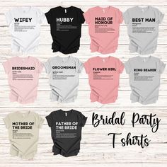 bridal party tshirts for brides and grooms to wear on their wedding day