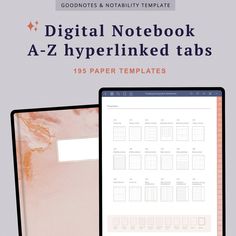 the digital notebook a - z hyperlinked tabs is displayed next to a computer