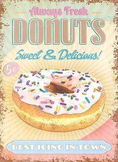 an advertisement for donuts with sprinkles on it