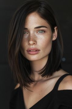 Long Bob Hairstyles Dark Hair, Med Haircuts, Pale White Skin, Hair Tricks, Long Haircut, Makeup Hairstyles, Whale Art, Wild Beauty, Dark Brown Hair Color