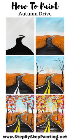 how to paint autumn drive with step by step instructions