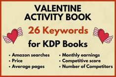 Valentine Activity Books KDP Keywords Valentine Activity, Valentine Activities, Activity Books, Page Number, Book Activities, Creative Fabrica, Linux, Click Here, Mac