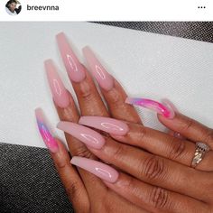 Long Pink Nails, I Love Nails, Cute Nail Designs, Best Acrylic Nails, Gorgeous Nails