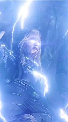 the avengers movie character is surrounded by lightning