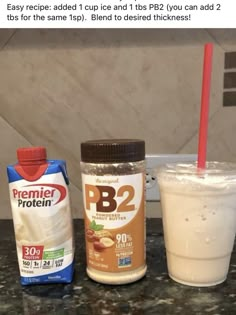 the ingredients needed to make peanut butter shake