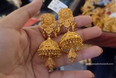 9 Traditional Jhumka Designs to Try 2022 New Jhumka Designs Gold, Traditional Gold Jhumkas, Gold Earring Designs Indian, Indian Jewelry Earrings Jhumka, Bridal Gold Earrings Indian Design, Jhumka Gold Design, Gold Earrings Jhumka Designs, Earing Designs Gold For Wedding, Bridal Jhumkas Gold