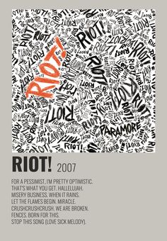 the cover art for riot magazine, featuring an orange handwritten word on white paper