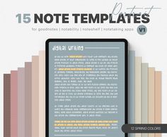 an image of a tablet with the text 15 note templates on it next to each other