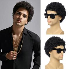 PRICES MAY VARY. 【Package Include】1* Mens Curly Wig + 1* Sunglasses + 1* Wig Caps. 【High Quality】Short curly hair wig is made of high-quality heat resistant synthetic fiber. Super soft and skin friendly.The appearance and feeling is most close to real hair. 【Breathable and Comfortable】High quality breathable rose mesh keeps you comfortable. Two front combs and two adjustment straps can be linked to a fixed position to fit most adult. 【Wide Application】This mens curly hait wig looks cool, You can Crochet Wig Boy, Funny Wigs For Men, Men Hair Piece, Gorgeous Men Wigs & Hair Extensions, Hair Piece Men, Loc Wigs For Sale, Mens Wigs Lace For Men, Boy Cut Wigs, Hair Piece For Men