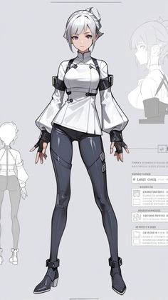 an anime character with white hair and black pants