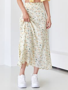 Beige Casual   Polyester Floral All Over Print A Line  Non-Stretch Spring/Summer/Fall Women Bottoms Floral Skirt Outfits, Long Skirt Outfits, Diy Vetement, Rock Outfit, Women Skirts, Modest Clothing, Inspired Outfits, Summer Skirts, Casual Style Outfits