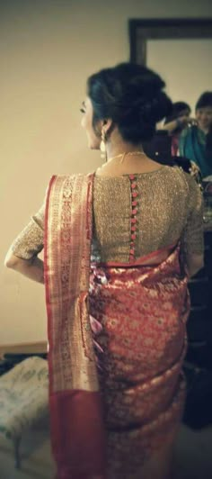 Blouse design - Nepali wedding Blouse Designs Simple, Nepali Wedding, Ikat Blouse Designs, Wedding Blouses, 50 Blouse Designs, Blouse Designs High Neck, Chiffon Blouses