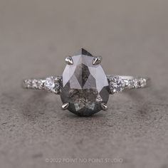 black diamond Haunted Mansion Wedding, Salt And Pepper Engagement Ring, Pepper Engagement Ring, Engagement Ring Silver, Pear Diamond Engagement Ring, Engagement Ring Pear, Future Engagement Rings, Unique Diamond Rings, Mansion Wedding