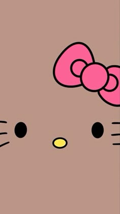 an image of a hello kitty wallpaper with pink hair and bows on her head