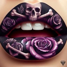 Lip Art Painting, Heartless Tattoo, Pink Lips Art, Sugar Skull Wallpaper, Pop Art Pictures, Lip Artwork, Lips Art Print