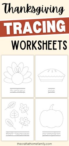 Mockup of 4 Thanksgiving tracing sheets with the words "Thanksgiving Tracing Worksheets" Thanksgiving Literacy, Tracing Pictures, Preschool Worksheets Free Printables, Free Printable Thanksgiving, Tracing Activity, Practice Tracing, Tracing Lines, Thanksgiving Words, Tracing Sheets