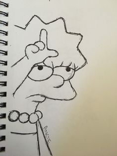 a drawing of a cartoon character holding a knife in one hand and looking at the viewer