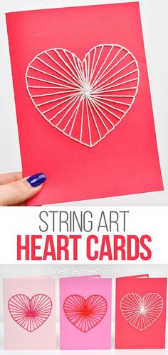 the heart card is made with paper and string to make it look like an art project