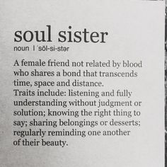 a poem written in black and white on a piece of paper that says, soul sister