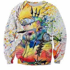 SKU: 400596 Features an O-neck collar and made with cotton. Very comfortable and perfect for keeping warm on those cold nights! Galaxy Sweatshirt, Naruto Shirts, Colorful Sweatshirt, Rainbow Paint, Print 3d, Anime Merchandise