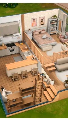 Sims College House, Sims 4 Small Apartment Floor Plans, Sims Tiny House Layout, Sims House Tutorial, Houses In Sims 4, Sims 4 House Design Interior, Sims 4 Big Bedroom Ideas, Sims Mini House, Sims 4 Family Home Layout